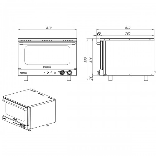 Конвекционная печь REMTA S15 с функцией пароувлажнения (380V)